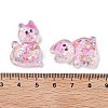 Transparent Resin Bowknot Kitten Decoden Cabochons RESI-M045-07-4