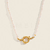 Vintage Natural Freshwater Pearl Rice Beaded Necklaces with 304 Stainless Steel Spring Ring Clasps for Women AQ9870-1