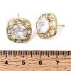 Brass Pave Cubic Zirconia & Glass Stud Earrings EJEW-G471-03G-7