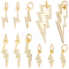 12Pcs 4 Styles Brass Micro Pave Cubic Zirconia Pendants KK-BBC0028-11-1