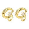 C-Shaped with Star Brass Micro Pave Clear Cubic Zirconia Cuff Earrings EJEW-L316-01G-12-4