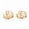 Brass Micro Pave Clear Cubic Zirconia Cuff Earrings KK-S356-153G-NF-1