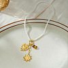 304 Stainless Steel Sacred Heart Sun Pendant White Glass Beaded Necklaces for Women WG88FB4-01-5