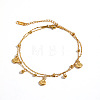 Summer Beach 304 Stainless Steel Shell Shape Charm 2-Strand Anklets for Women WGA5262-01-5