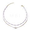 Glass Beaded Double Layer Necklaces NJEW-MZ00070-03-4