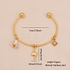304 Stainless Steel & Natural Shell & Crystal Rhinestone & Plastic Pearl Cuff Bangles FS-WGEF24F-04-1