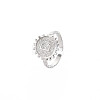 Non-Tarnish 304 Stainless Steel Flat Round with Initial Letter Open Cuff Ring for Men Women RJEW-S405-246P-D-3