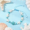 Dyed Synthetic Turquoise & Magnesite Bead Braided Bead Bracelets for Women BJEW-JB11532-02-1