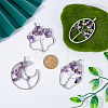 8Pcs 4 Styles Flower & Moon & Oval & Hexagon Natural Amethyst Copper Wire Wrapped Chip Big Pendants G-DC0001-26-3