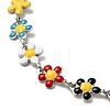 Colorful Enamel Flower Link Chain Bracelet BJEW-C023-02P-2