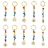 8Pcs 4 Styles Alloy Cat Eye Sun Pendant with Gemstone Chip Keychains KEYC-YW00252-1