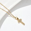 304 Stainless Steel Crystal Rhinestone Cross Pendant Necklaces NJEW-S442-08G-3