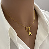 304 Stainless Steel Heart with Initial Pendant Necklaces for Women FS-WG4DC9E-11-2