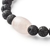 Natural Morganite & Rose Quartz & Lava Rock Braided Bead Bracelets Set for Girl Women BJEW-JB06972-02-9