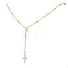 Faceted Glass and Brass Rosary Bead Necklaces NJEW-JN05672-3