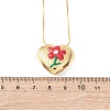 304 Stainless Steel Enamel Heart with Flower Pendant Necklaces for Women NJEW-D347-01G-03-5