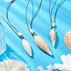 Summer Beach Natural Cultured Freshwater Pearl & Natural Shell Pendant Necklaces NJEW-JN05100-02-2