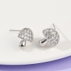 Mushroom Brass Micro Pave Clear Cubic Zirconia Stud Earrings LS-EJEW-F895-17P-2