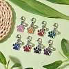 10Pcs 10 Colors Glitter Dog Paw Print Alloy Enamel Pendant Decoration HJEW-JM02272-2