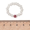 Natural Green Jade Imitation Tourmaline & Glass Beaded Stretch Finger Rings RJEW-JR01006-3
