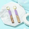 Two Tone Resin & Walnut Wood Rectangle Dangle Leverback Earrings EJEW-JE05503-04-3