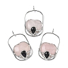 Natural Rose Quartz & Obsidian Big Pendants G-Z142-01P-A01-1