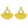 Bohemian Style Acrylic & Polyester Fan Tassel Stud Earrings FS-WGB5BEF-07-1