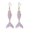 2 Pairs 2 Colors Fishtail Glass Seed Beaded Dangle Earrings EJEW-MZ00698-3