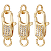 3Pcs Brass Micro Pave Clear Cubic Zirconia Lobster Claw Clasps ZIRC-BBC0002-19-1