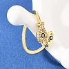 Blue Evil Eye Fish Brass Micro Pave Clear Cubic Zirconia Rings RJEW-A088-02G-2
