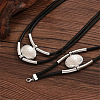 Bohemian Style Oval Alloy & Imitation Leather Wax Cord Double Layer Necklaces & Bracelets Sets for Women FS-WG56800-01-5