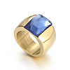 304 Stainless Steel & Glass Finger Rings FS-WGBA2F3-24-1