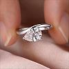 Brass Pave Single Cubic Zirconia Finger Rings for Women LS-ZK8046-6-3