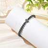Synthetic Non-magnetic Hematite Round and Religion Cross Beaded Stretch Bracelets for Men BJEW-JB14406-02-2