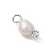 Natural Freshwater Pearl Potato Connector Charms PALLOY-JF03201-02-4