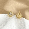 Brass Micro Pave Clear Cubic Zirconia Stud Earrings EJEW-R016-26G-08-3