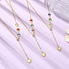 Adjustable Heart Handmade Brass Glass Link Chain Lariat Necklaces for Women NJEW-JN06457-1