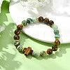 Natural Tiger Eye & Green Line Jasper & Alloy Beads Stretch Bracelets for Women Men BJEW-JB14037-1