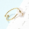 Adjustable 304 Stainless Steel Natural Other Jade Cuff Open Rings RJEW-P187-01G-05-2