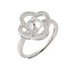 Flower Brass Micro Pave Cubic Zirconia Adjustable Ring Settings KK-K297-13P-1