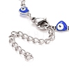 Enamel Heart with Evil Eye Link Chains Bracelet BJEW-P271-07P-04-3