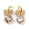 Brass Micro Pave Cubic Zirconia Charms KK-A156-06G-RS-3