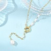 Adjustable 304 Stainless Steel Figaro Chain Natural Pearl Rice Y Tassel Lariat Necklaces for Women NJEW-JN06146-1