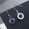 Flat Round Natural Amethyst Dangle Earrings EJEW-C178-09-3