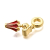 Brass Enamel Badminton European Dangle Charms KK-C087-11G-02-2