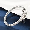 Skull 304 Stainless Steel Twisted Rope Shape Bangles for Women Men BJEW-D304-02AS-02-1