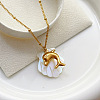 Natural Shell & 304 Stainless Steel Pendant Satellite Chain Necklaces for Women FS-WG3FAFC-02-1