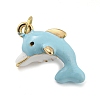 Dolphin Rack Plating Brass Enamel Pendants X-KK-Q804-09G-1