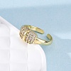 Brass Micro Pave Clear Cubic Zirconia Cuff Rings for Women RJEW-U043-16G-3