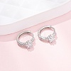 Star 925 Sterling Silver Micro Pave Clear Cubic Zirconia Hoop Earrings EJEW-K317-07P-1